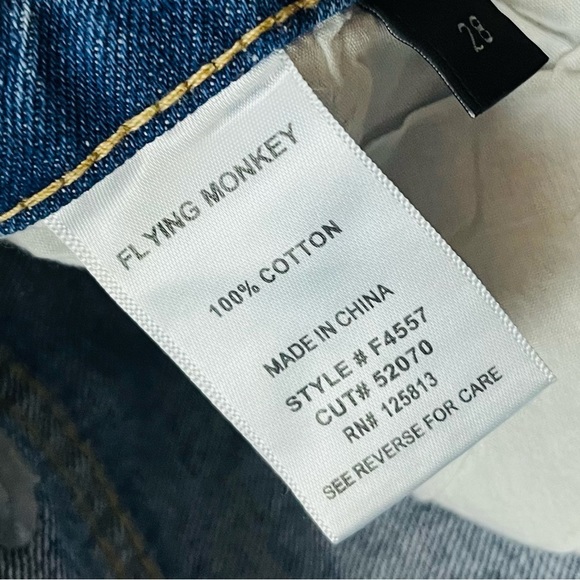 Flying Monkey Highrise Stretch Distress Faded 100% Cotton Skinny Jean Size 28 - Picture 12 of 15